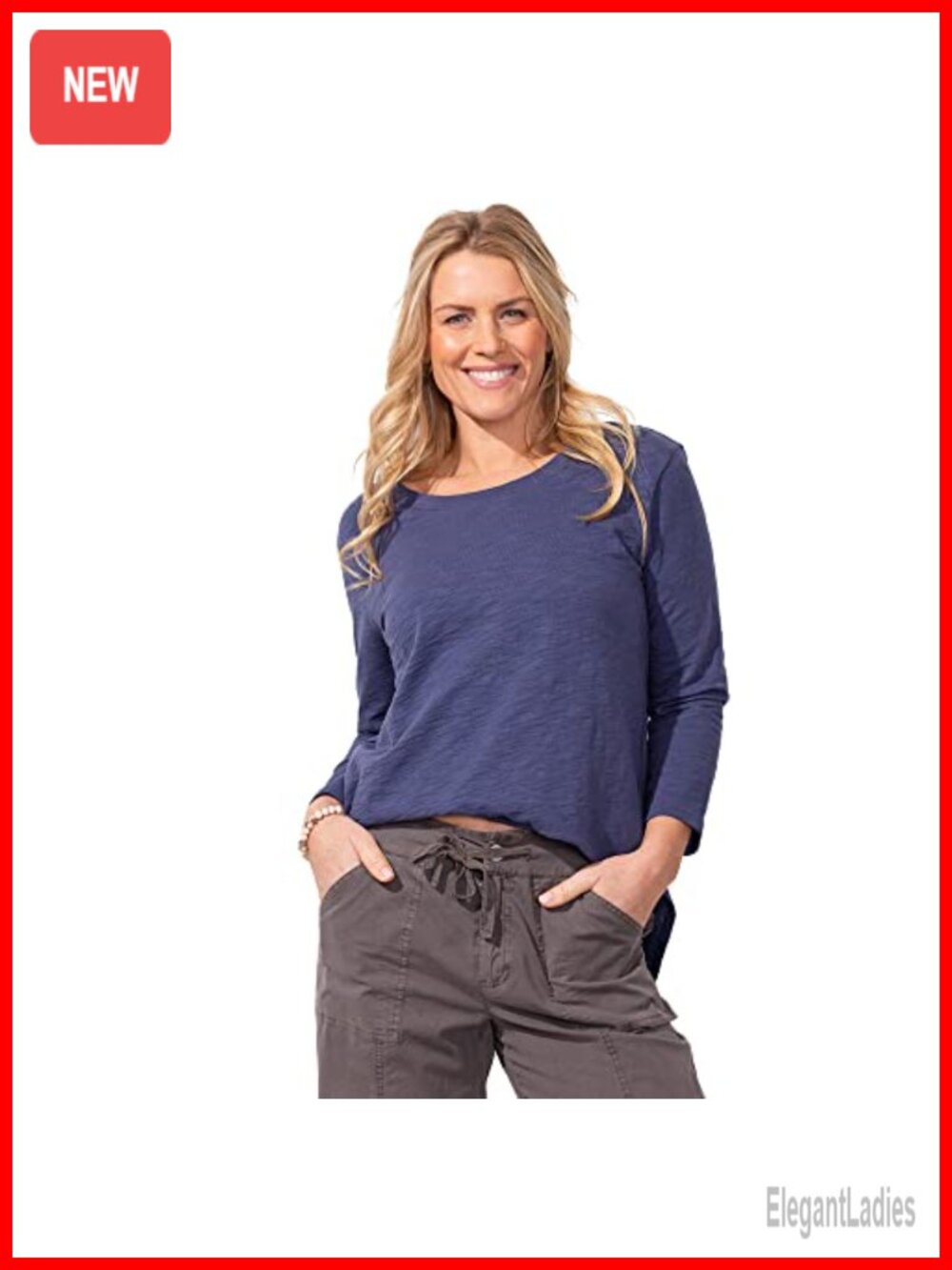 Escape by Habitat High-Low Tunic Top 3/4 Sleeve Scoop Neck Cotton